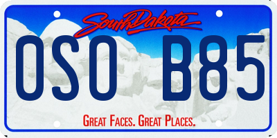 SD license plate 0SOB85