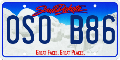 SD license plate 0SOB86