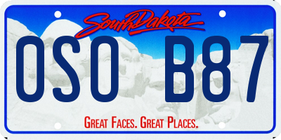 SD license plate 0SOB87