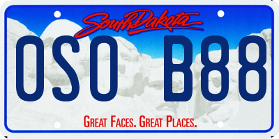 SD license plate 0SOB88