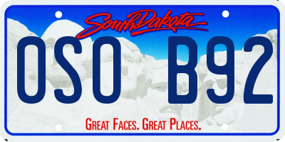 SD license plate 0SOB92