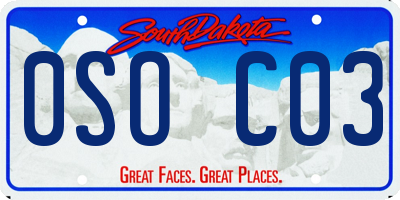 SD license plate 0SOC03