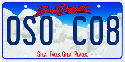 SD license plate 0SOC08