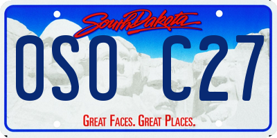SD license plate 0SOC27