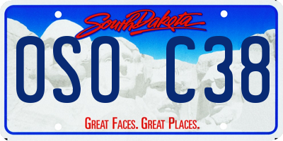 SD license plate 0SOC38