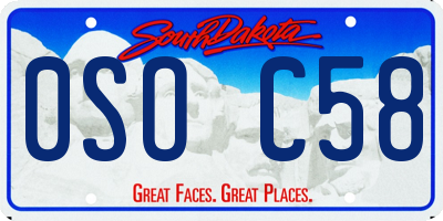 SD license plate 0SOC58