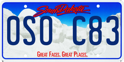 SD license plate 0SOC83