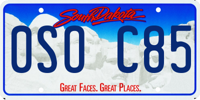 SD license plate 0SOC85