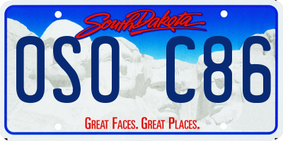 SD license plate 0SOC86