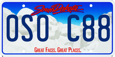 SD license plate 0SOC88