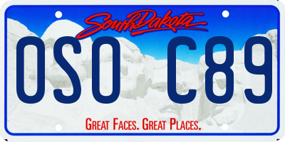 SD license plate 0SOC89
