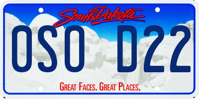 SD license plate 0SOD22
