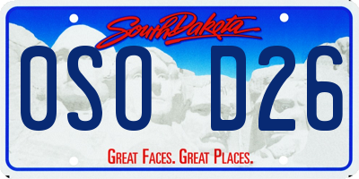 SD license plate 0SOD26