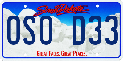 SD license plate 0SOD33