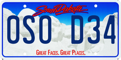 SD license plate 0SOD34