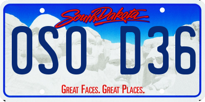 SD license plate 0SOD36