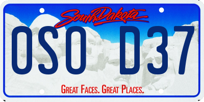 SD license plate 0SOD37