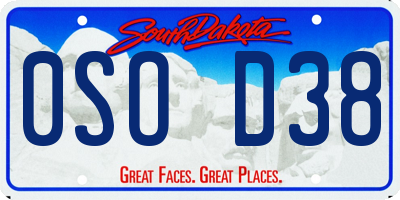 SD license plate 0SOD38