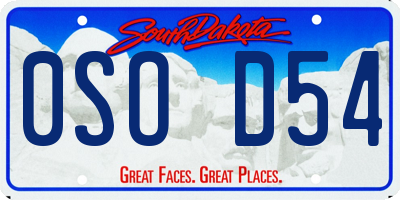 SD license plate 0SOD54