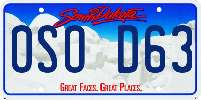 SD license plate 0SOD63