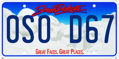 SD license plate 0SOD67