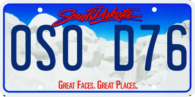 SD license plate 0SOD76