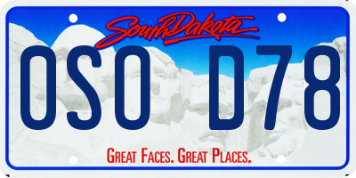 SD license plate 0SOD78