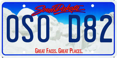 SD license plate 0SOD82