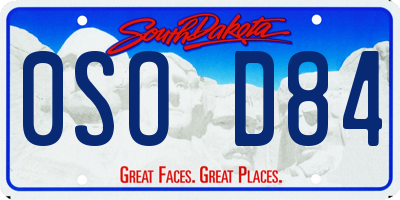 SD license plate 0SOD84