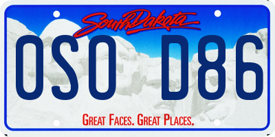 SD license plate 0SOD86