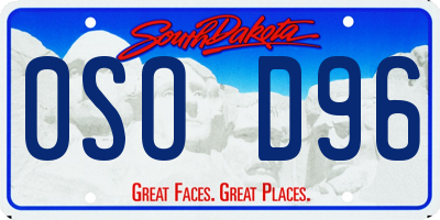 SD license plate 0SOD96