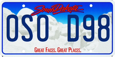 SD license plate 0SOD98