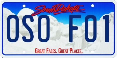 SD license plate 0SOF01