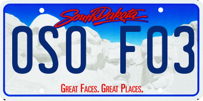 SD license plate 0SOF03