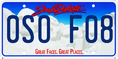 SD license plate 0SOF08