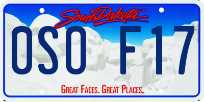 SD license plate 0SOF17