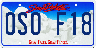 SD license plate 0SOF18