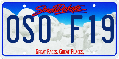 SD license plate 0SOF19