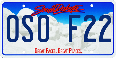 SD license plate 0SOF22