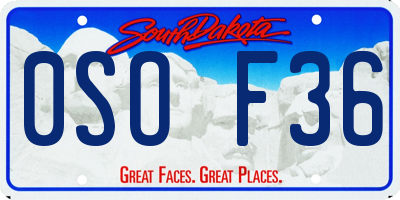 SD license plate 0SOF36