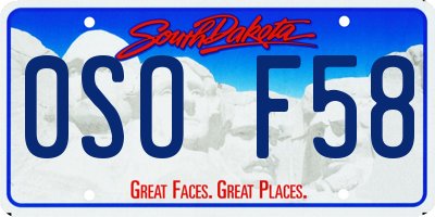 SD license plate 0SOF58