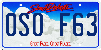 SD license plate 0SOF63