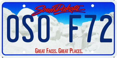 SD license plate 0SOF72