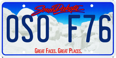 SD license plate 0SOF76