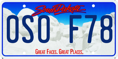 SD license plate 0SOF78