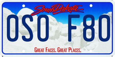 SD license plate 0SOF80