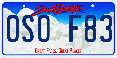 SD license plate 0SOF83