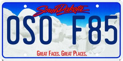 SD license plate 0SOF85