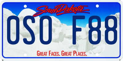 SD license plate 0SOF88