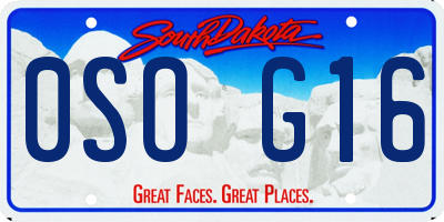 SD license plate 0SOG16